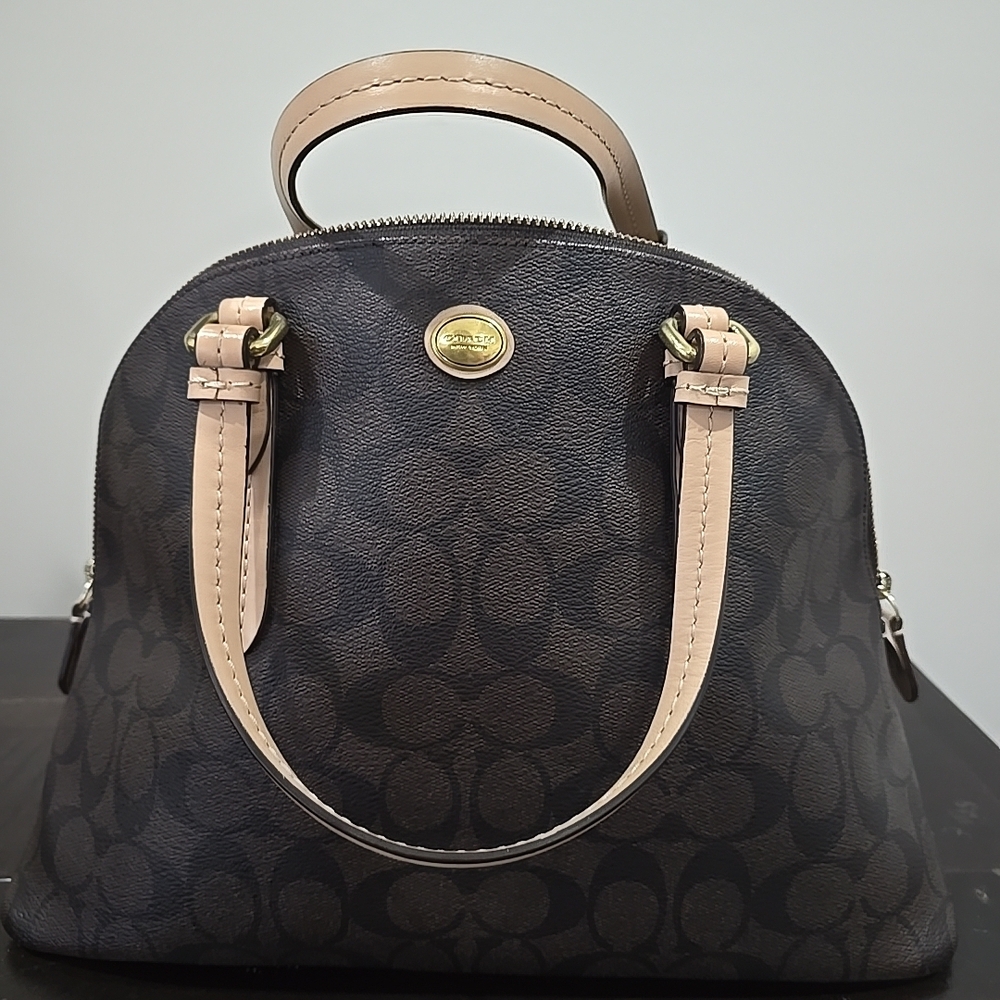 Coach Peyton Signature Cora Domed Satchel Brown